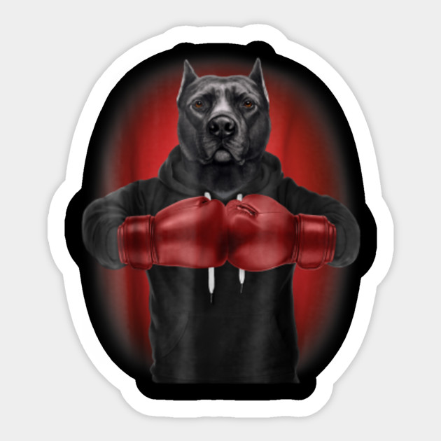 Boxing Black Pit Bull Dog, Martial Arts Warrior Dog Sticker TeePublic